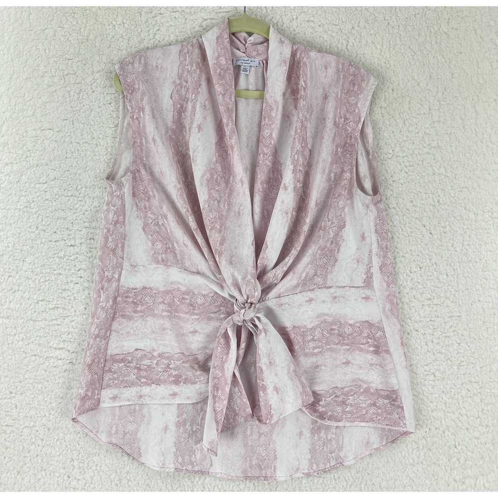 Current Air Top Womens Large‎ Pink Animal Print Sleeveless V-Neck Front Knot Tie